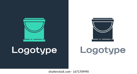 Logotype Paint bucket icon isolated on white background. Logo design template element. Vector Illustration