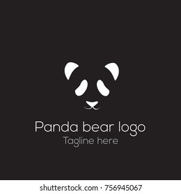 Logotype panda bear head silhouette, template character one line for green pease, zoo, shop, toys store, magazines, eco products. Logo vector illustration