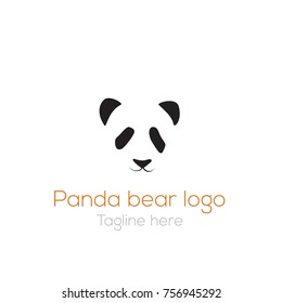 Logotype panda bear head silhouette, template character one line for green pease, zoo, shop, toys store, magazines, eco products. Logo vector illustration