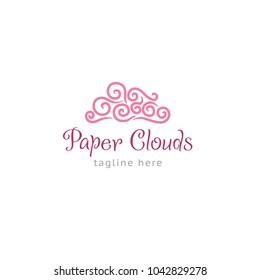Logotype paper cloud, logo vector for shop, store, art, photography, baby, quilting