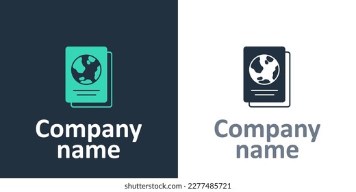 Logotype Passport with biometric data icon isolated on white background. Identification Document. Logo design template element. Vector