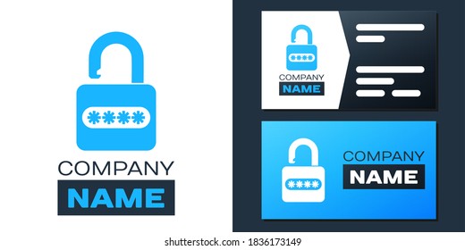 Logotipo Icono de protección de contraseña y acceso de seguridad aislado en fondo blanco. Icono de bloqueo. Seguridad, seguridad, protección, concepto de privacidad. Elemento de plantilla de diseño de logotipo. Vector.