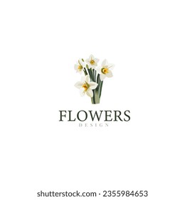 logotype with pastel watercolor bouqet flowers new