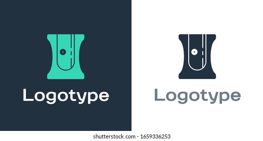 Logotype Pencil sharpener icon isolated on white background. Logo design template element. Vector Illustration