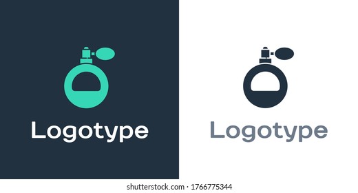 Logotype Perfume icon isolated on white background. Logo design template element. Vector Illustration