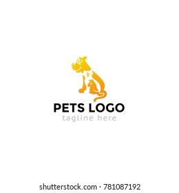 Logotype pets, logo vector for shop, store, feed, zoo, dog, perrot, cat