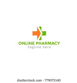 Logotype pharmacy, logo vector for medical center, ecologyl goods for health