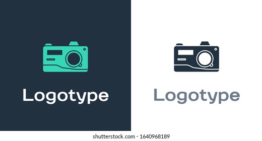Logotype Photo camera icon isolated on white background. Foto camera icon. Logo design template element. Vector Illustration