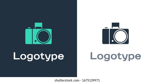 Logotype Photo camera icon isolated on white background. Foto camera icon. Logo design template element. Vector Illustration