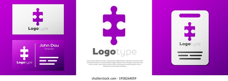 Logotype Piece of puzzle icon isolated on white background. Business, marketing, finance, layout, infographics, internet concept. Logo design template element. Vector Illustration