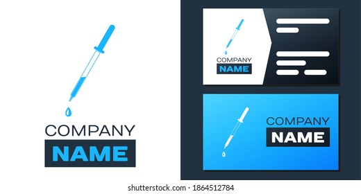 Logotype Pipette icon isolated on white background. Element of medical, chemistry lab equipment. Pipette with drop. Medicine symbol. Logo design template element. Vector.
