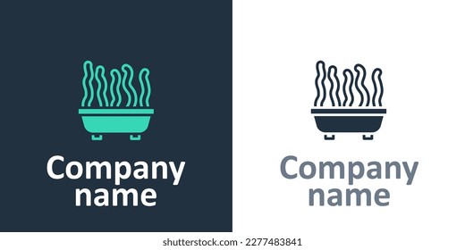 Logotipo Planta en el icono de la olla aislada en el fondo blanco. Planta creciendo en una olla. Cartel de la planta putrefacta. Elemento de plantilla de diseño de logotipo. Vector