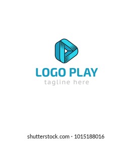 Logotype play, logo vector game, music company, button, store, shop
