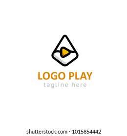 Logotype play, logo vector for music school, shops, studio, store, moving