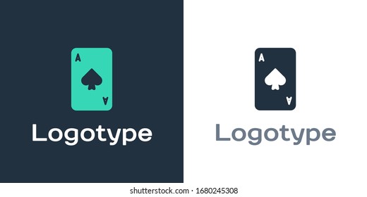 Logotype Playing card with spades symbol icon isolated on white background. Casino gambling. Logo design template element. Vector Illustration