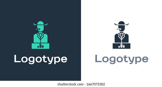 Logotype Poker player icon isolated on white background. Logo design template element. Vector Illustration