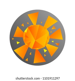 Logotype Polygonal sun. Synoptic weather logo. Colorful hand drawn vector stock illustration.