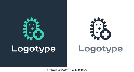 Logotype Positive virus icon isolated on white background. Corona virus 2019-nCoV. Bacteria and germs, cell cancer, microbe, fungi. Logo design template element. Vector Illustration