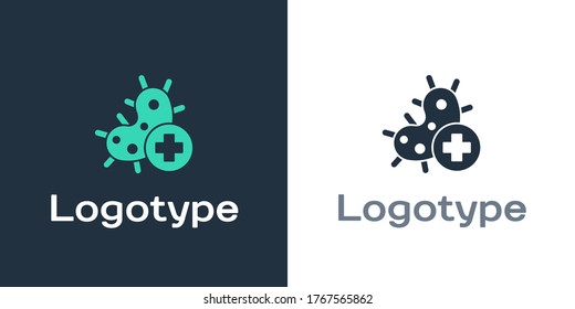 Logotype Positive virus icon isolated on white background. Corona virus 2019-nCoV. Bacteria and germs, cell cancer, microbe, fungi. Logo design template element. Vector Illustration