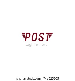 Logotype post for sale of envelopes, postal shops, delivery. Vector illustration logo