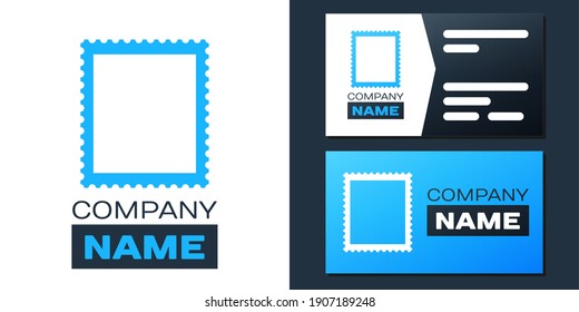 Logotype Postal stamp icon isolated on white background. Logo design template element. Vector.