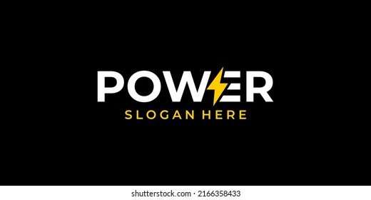 logotype of power with lightning design logo illustration vector