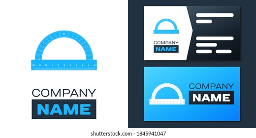 Cuadrícula de Protractor de Logotipos para medir grados de icono aislado en fondo blanco. Medidor de ángulo de inclinación. Herramienta de medición. Símbolo geométrico. Elemento de plantilla de diseño de logotipo. Vector.