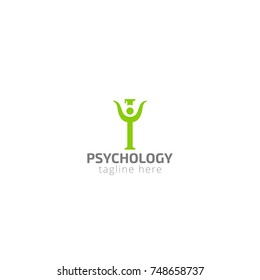 Logotype psychology for institute, school, psychological practice, treatment, magazines, dance studio, sale, shop, store. Logo vector illustration