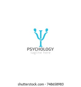 Logotype psychology for institute, school, psychological practice, treatment, magazines, dance studio, sale, shop, store. Logo vector illustration