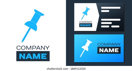 Logotype Push pin icon isolated on white background. Thumbtacks sign. Logo design template element. Vector.