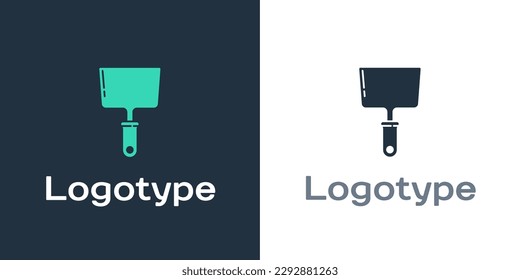 Logotype Putty knife icon isolated on white background. Spatula repair tool. Spackling or paint instruments. Logo design template element. Vector Illustration