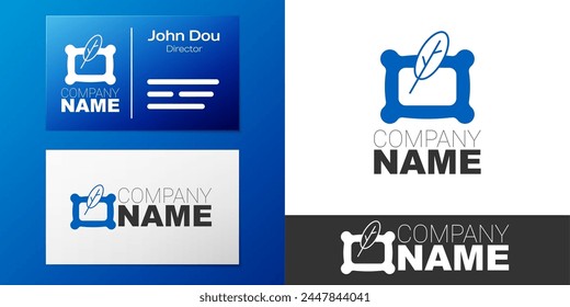 Logotype Rectangular pillow icon isolated on white background. Cushion sign. Orthopedic pillow. Logo design template element. Vector