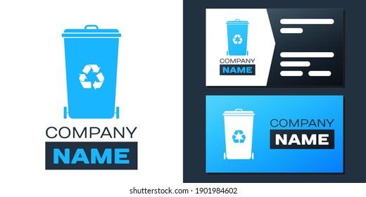 Logotipo Papelera de reciclaje con icono de símbolo de reciclaje aislado en fondo blanco. Icono de la barra diagonal. Signo de basurero. Icono de la canasta de reciclaje. Elemento de plantilla de diseño de logotipo. Vector.