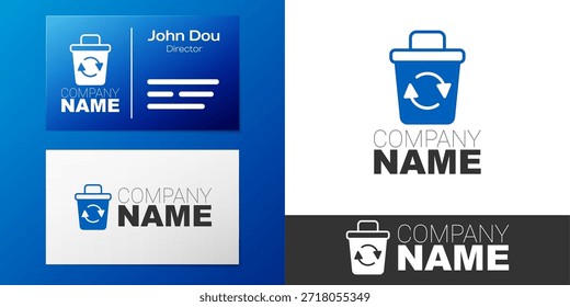 Logotipo Lixeira com ícone de símbolo de reciclagem isolado no fundo branco. Ícone de lixeira. Sinal de lixeira. Sinal de cesta de reciclagem. Elemento de modelo de design de logotipo. Vetor