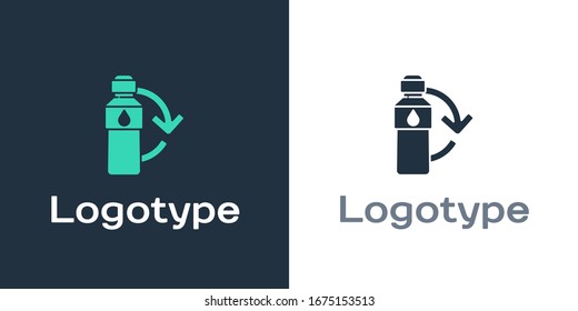 Logotype Recycling plastic bottle icon isolated on white background. Logo design template element. Vector Illustration