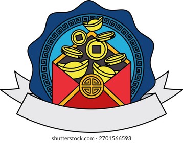 Logotipo de un sobre rojo de dinero chino antiguo