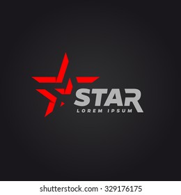 Logotype With Red Star. Logo Design Template.