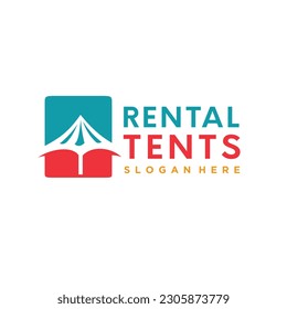 Logotype for rent Event tent Vector illustration