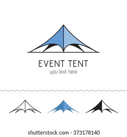 Logotype For Rent Tents Agency. Event Tent. Folding Tent, Wedding Tent. Vector Illustration.