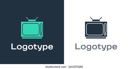 Logotype Retro tv icon isolated on white background. Television sign. Logo design template element. Vector Illustration