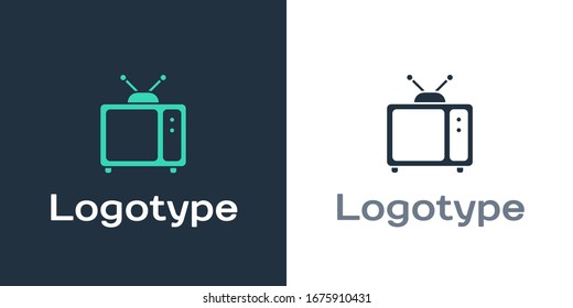 Icono de Logoype Retro tv aislado en fondo blanco. Cartel de televisión. Elemento de plantilla de diseño del logotipo.  Ilustración vectorial