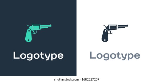 Logotype Revolver Gun Icon Isolated On White Background. Logo Design Template Element. Vector Illustration