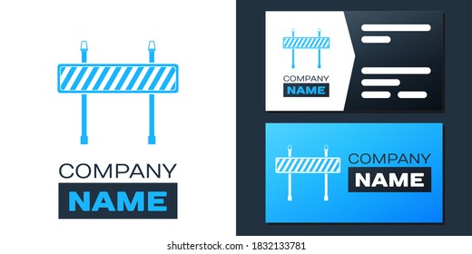 Logotype Road barrier icon isolated on white background. Fence of building or repair works. Hurdle icon. Logo design template element. Vector.