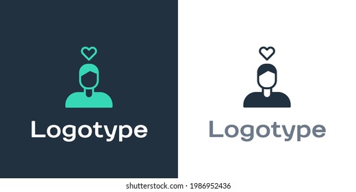 Logotype Romantic man icon isolated on white background. Happy Valentines Day. Logo design template element. Vector