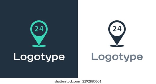 Logotype Round the clock delivery icon isolated on white background. Logo design template element. Vector Illustration