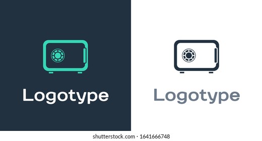 Logotype Safe icon isolated on white background. The door safe a bank vault with a combination lock. Reliable Data Protection. Logo design template element. Vector Illustration