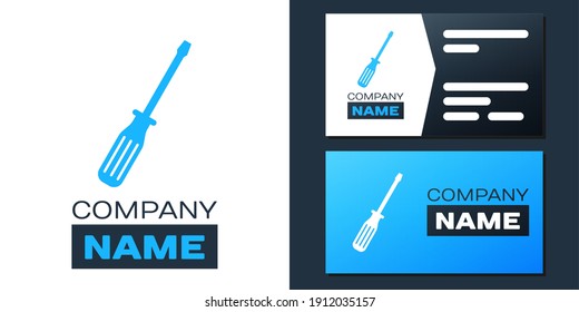 Logotype Screwdriver icon isolated on white background. Logo design template element. Vector.