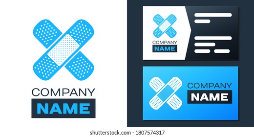 Logotype Set Bandage plaster icon isolated on white background. Medical plaster, adhesive bandage, flexible fabric bandage. Logo design template element. Vector.