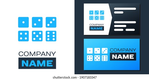 Logotype Set of six dices icon isolated on white background. Logo design template element. Vector.