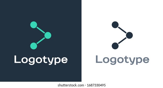 Logotipo Compartir icono aislado en fondo blanco. Compartir, compartir, hacer un pictograma de comunicación, medios sociales, conexión, red. Elemento de plantilla de diseño del logotipo. Ilustración vectorial